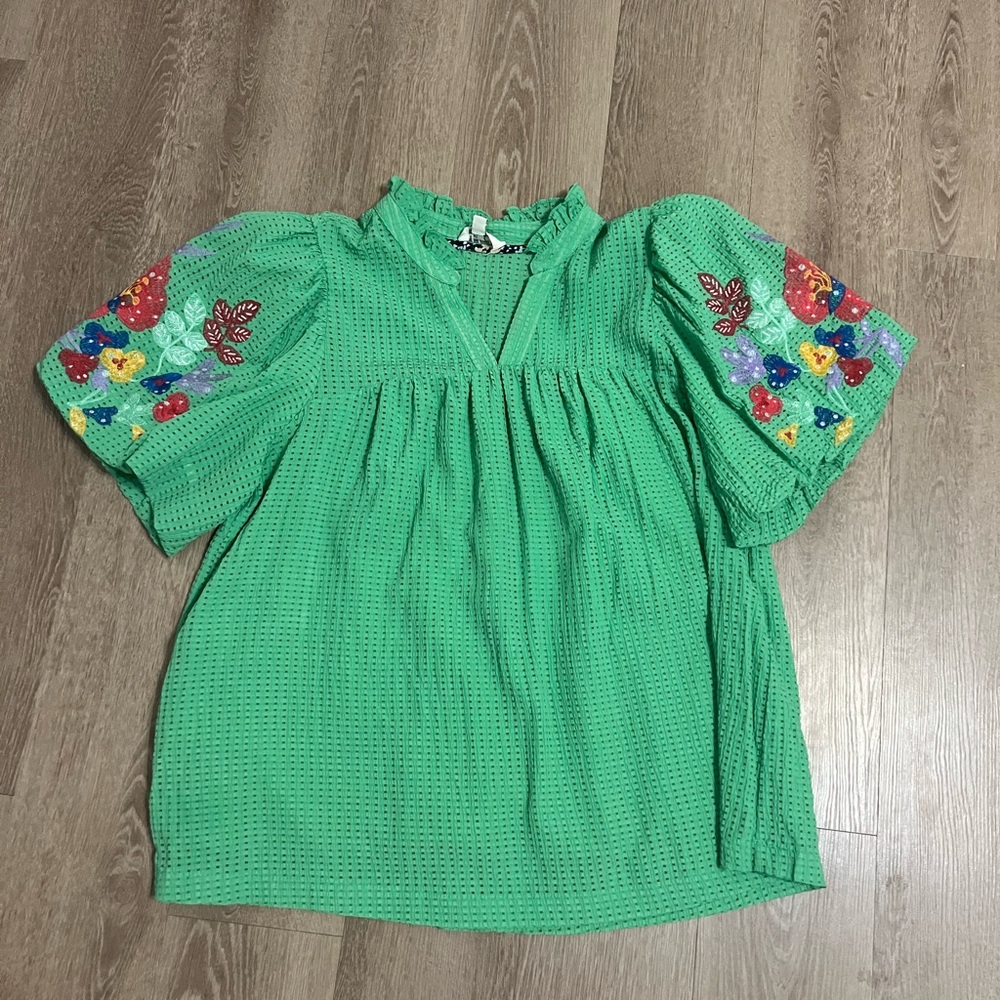 Umgee Textured Green Blouse